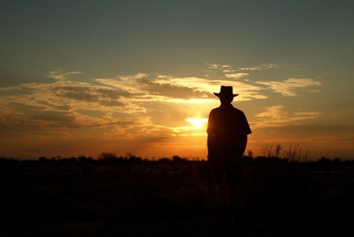 farmer sunset